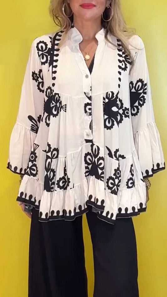 V-neck Casual Printed Top