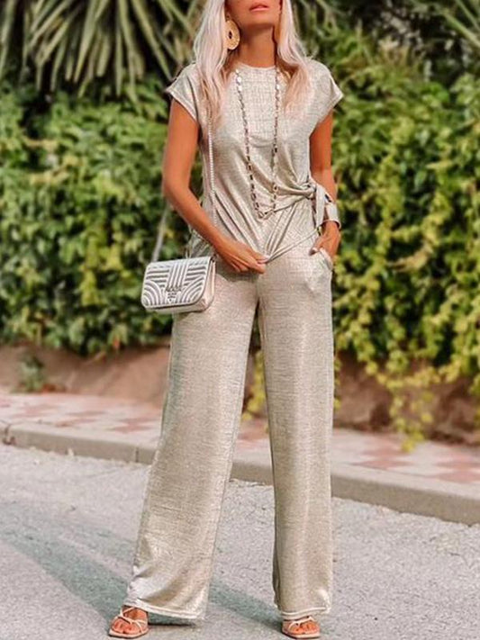 Casual Tops and Pants Two-piece Set