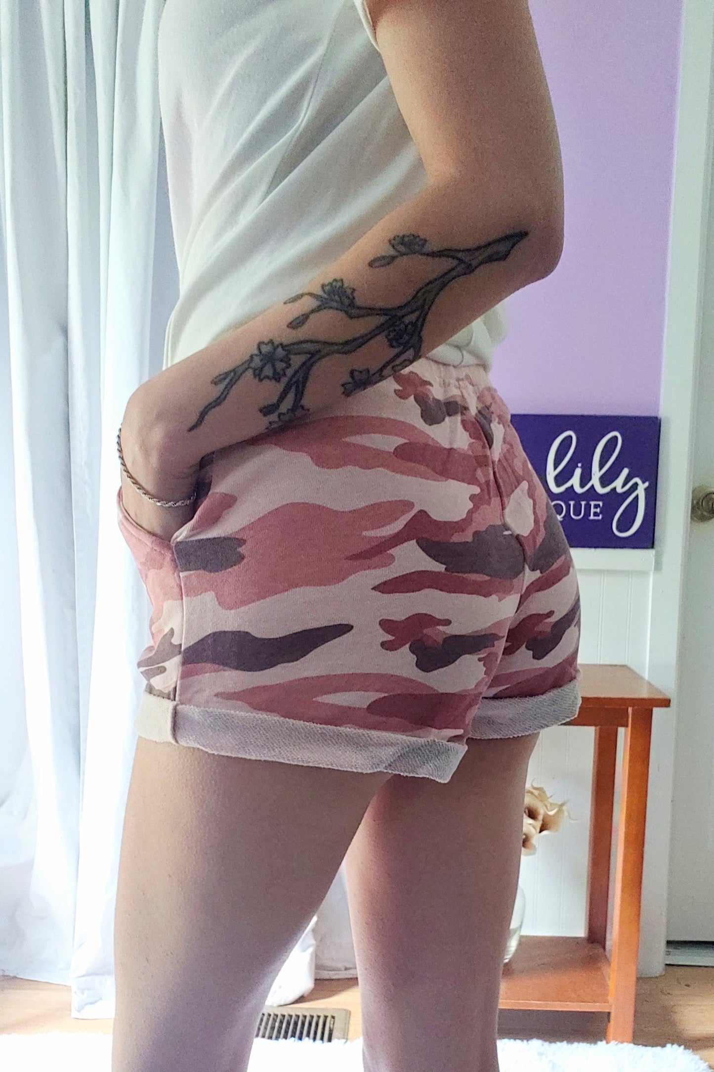 French Terry Camo Shorts In Pink