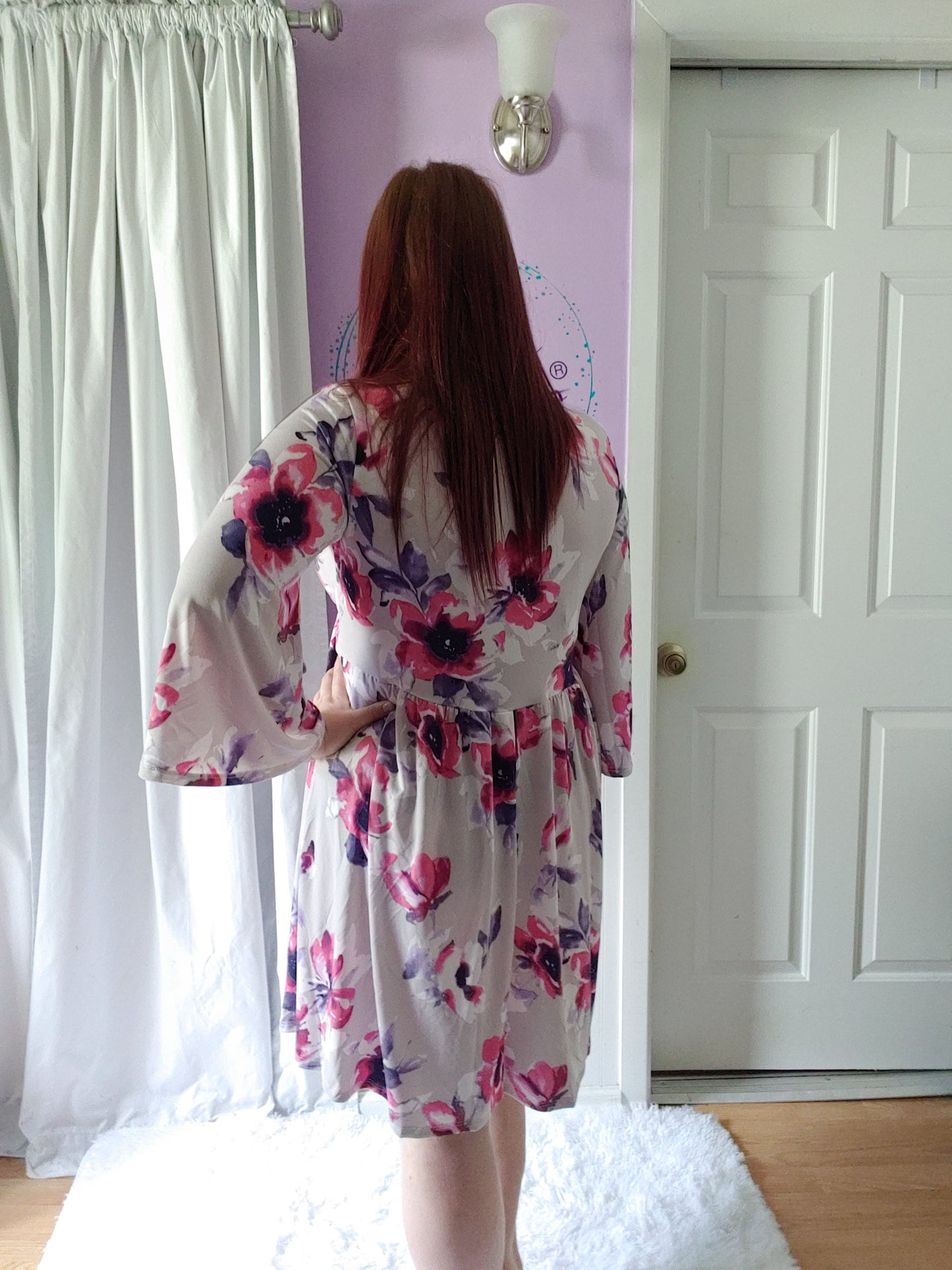 Lilac Floral Short Dress (S-XL)