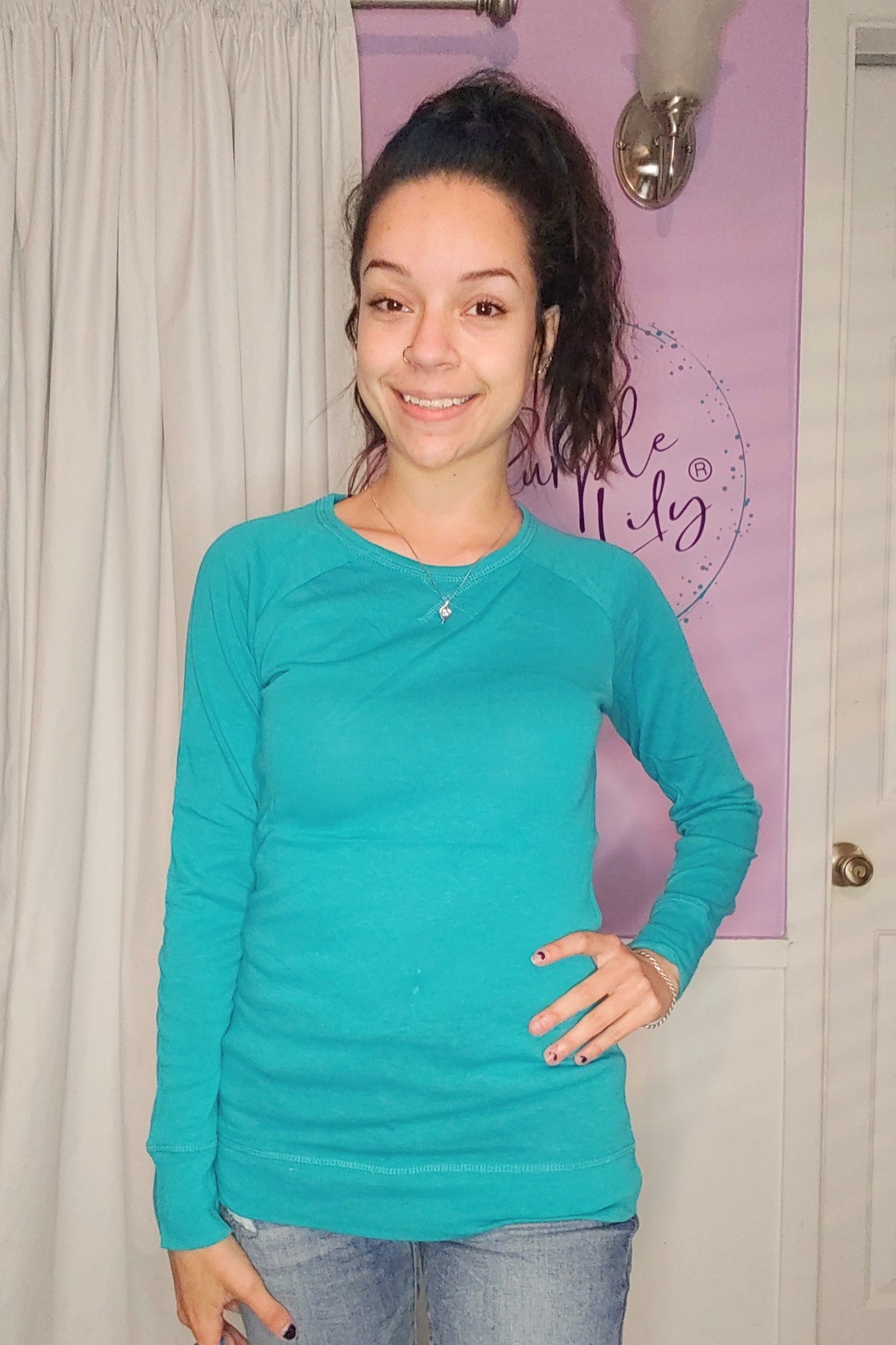 Basic Long Sleeve Top in Turquoise
