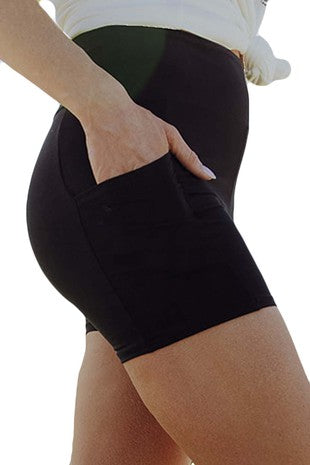 Yoga Pocket Shorts in Black (Super Soft) S-XL