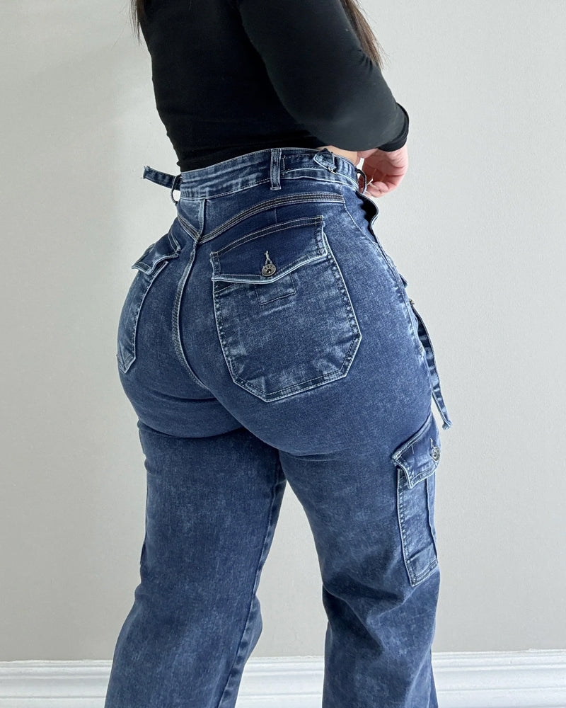 High Waisted Micro Elastic Work Jeans