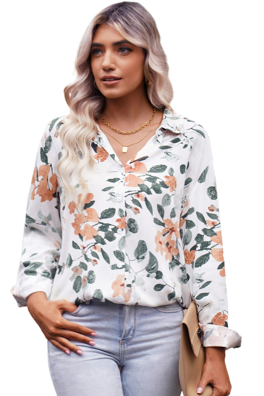 Printed Button-Up Long Sleeve Shirt