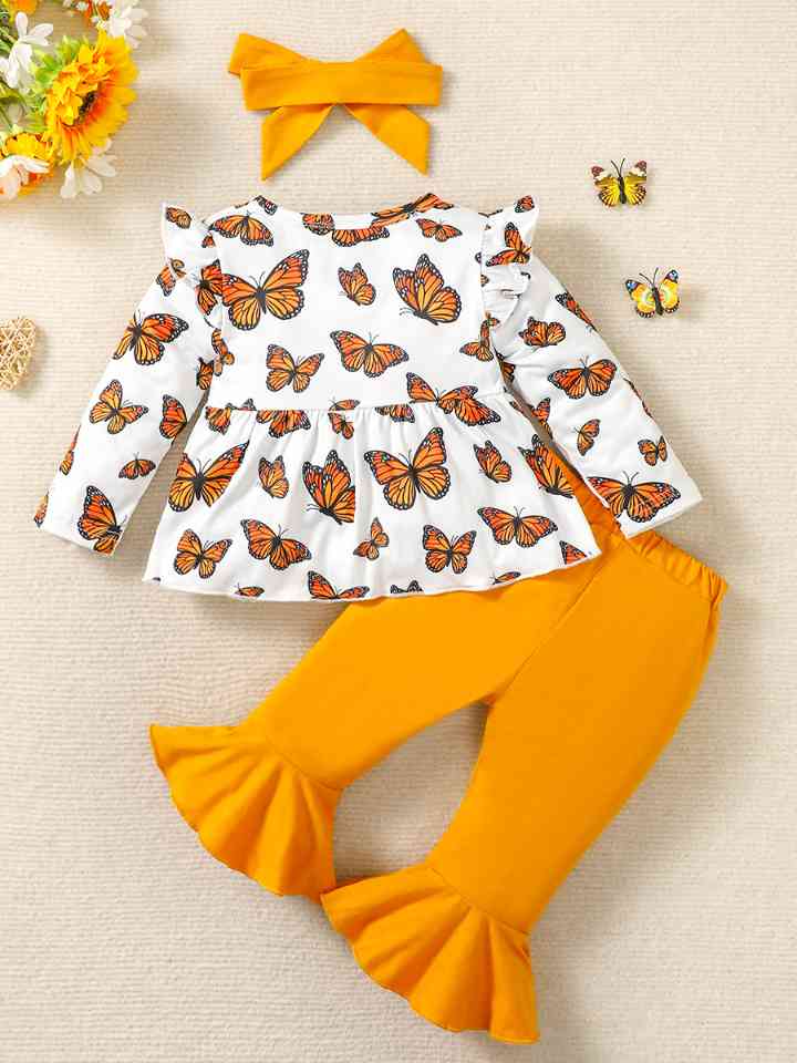 Butterfly Print Top and Pants Set