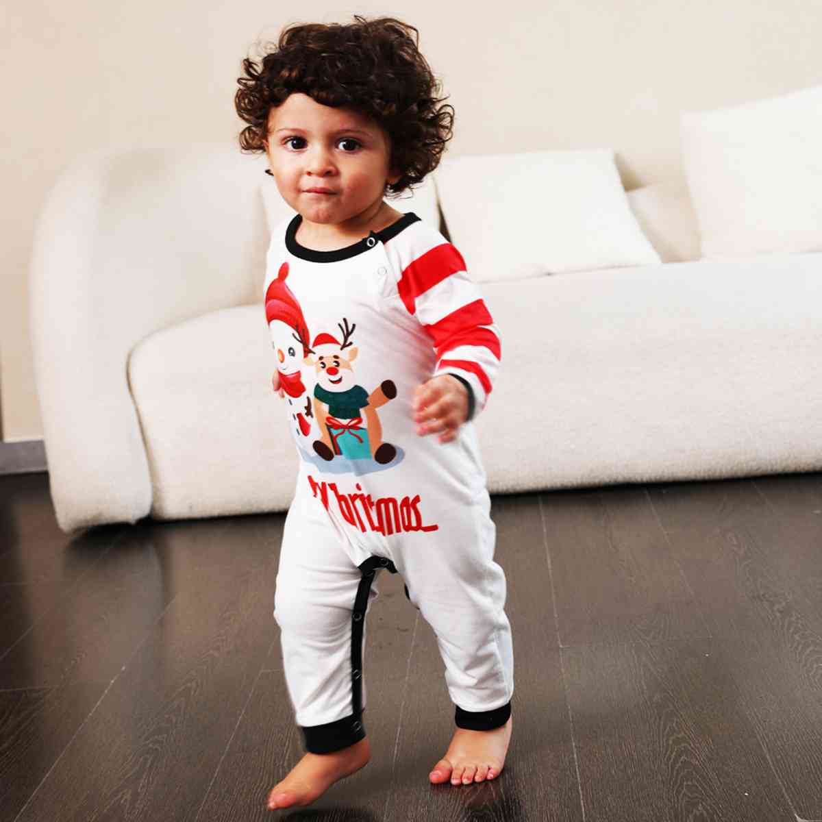 MERRY CHRISTMAS Graphic Round Neck Jumpsuit
