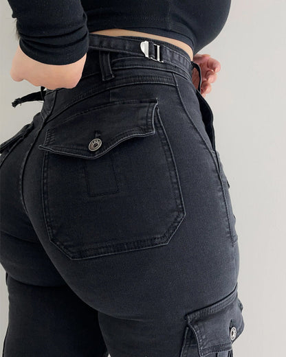 High Waisted Micro Elastic Work Jeans