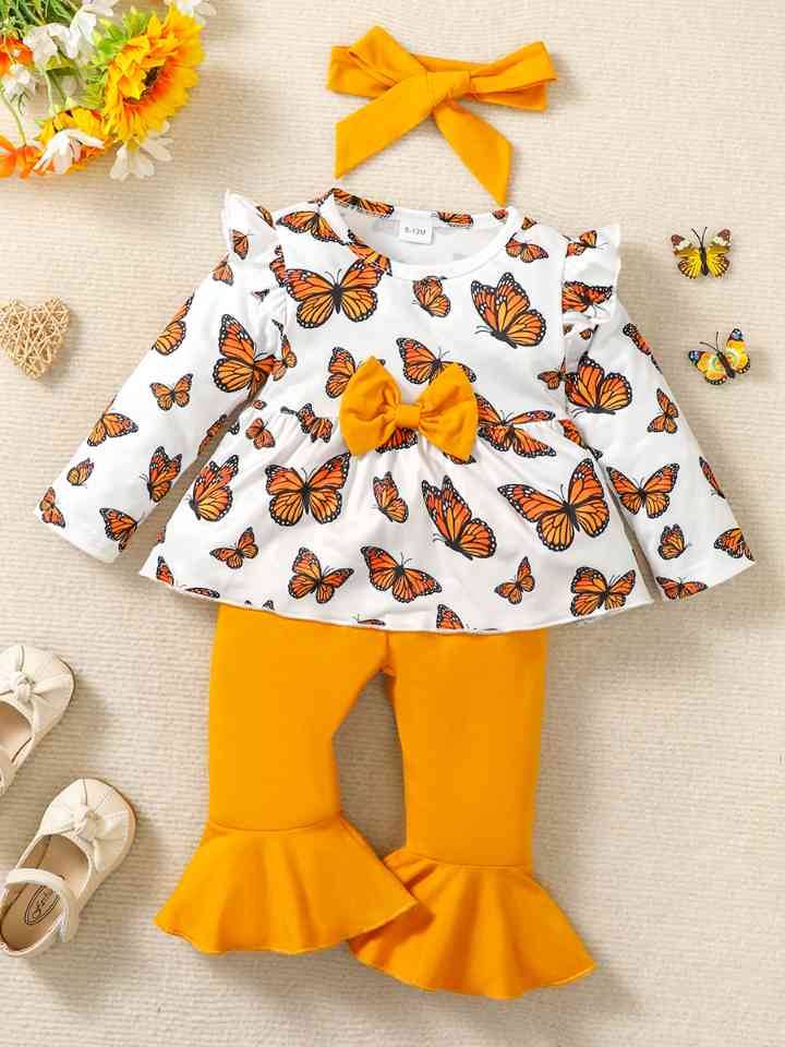 Butterfly Print Top and Pants Set