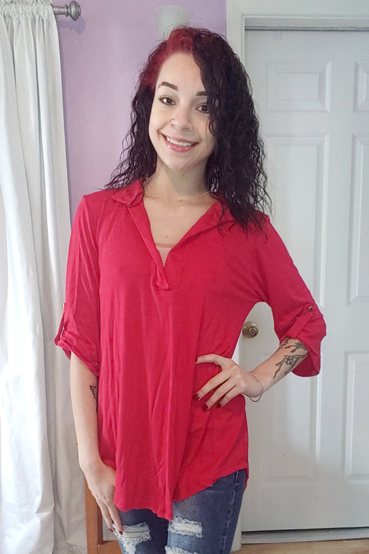 Solid Red Chic Top