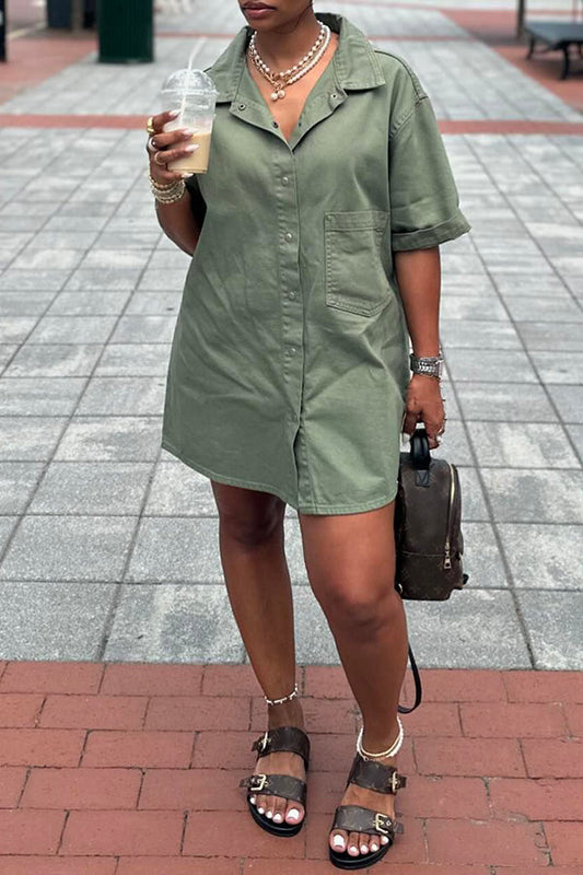 Casual Loose Button Up Mini Dress