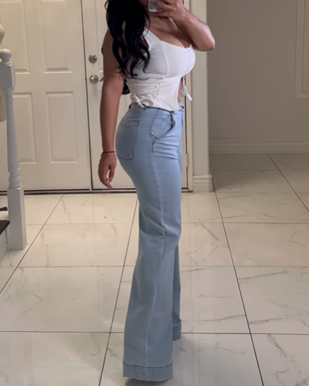 Micro Flare Non Elastic Waisted Butt Lift Jeans (Pre Sale)